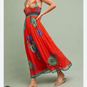 Maeve Red Floral Maxi Dress